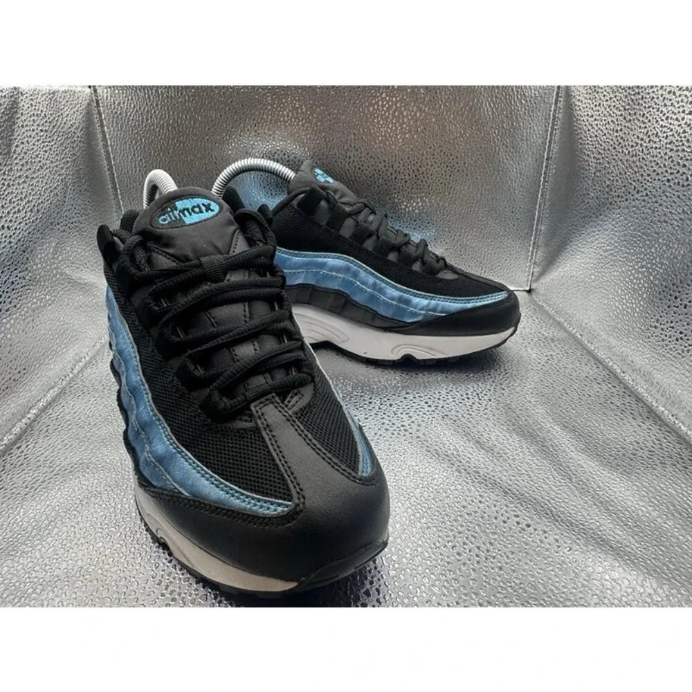RARE 🚀 Size 6Y - Nike Air Max 95‎ GS Black Light Current Blue Women’s Sneakers